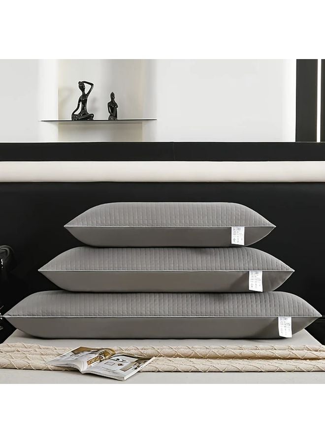 Grey Quilted Bed Pillow 18 9x59 Inches Hypoallergenic Breathable Machine Washable - Image 1